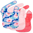 Tiny Twinkle Mess Proof Baby Bibs for Eating - Waterproof, Wipeable Bibs - Toddler Bibs - Travel Friendly - PFAS, PVC, BPA, Phthalate Free - Baby Food Bibs(3 Pack,Blue Floral) by TinyTreasures Baby Boutique