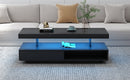 LED Coffee Table with Storage, Modern Center Table with 2 Drawers and Display Shelves, Accent Furniture with LED Lights for Living Room,Black