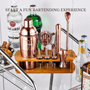 KITESSENSU Cocktail Shaker Set Bartender Kit with Stand - Drink Mixer Bar Set with All Essential Bar Accessory Tools - Martini Shaker Jigger Strainer Mixer Spoon Muddler Liquor Pourers - Rose Gold by CozyNest Decor