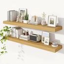Heimlove 55 Inch Floating Shelves for Wall,10 Deep Large Rustic Wall Shelf with Heavy Duty Brackets,Mounted Storage & Display Shelves for Bedroom,Living Room,Kitchen,Office,Set of 2,Oak Color by CozyNest Decor
