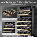 15 Inch Dual Zone Wine Refrigerator, 29 Bottle Under Counter Wine Fridge, Wine Refrigerator for Built-In or Freestanding, Wine Cooler with Removable Shelves, Double-Layer Glass Door, for Home by CozyNest Decor
