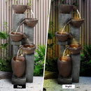 Naturefalls 39” H Modern Outdoor Fountain - 5 Crocks Outdoor Garden Fountains with Contemporary Design&LED Light for Garden, Patio, Deck, Porch, Backyard and Home Art Decor by GreenHaven Gardens