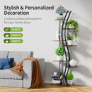 62" Tall Plant Stand with Grow Light Indoor, 7 Tiered Metal Plant Shelf Bookshelf, Curved Corner Flower Stand Display Storage Rack Holder for Living Room, Balcony Decor by GreenHaven Gardens