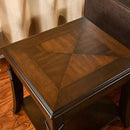 Solid Wood End Table with Storage Shelf, Vintage Rectangle Sofa Side Table with Splicing Tabletop and Carved Leg, BesideTelephone Table Cherry Brown,19.7 * 17.7 * 19.7in CJZ-DR200 by CozyNest Decor