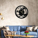 20inches/50cm Wall Clocks Palm Tree Battery Powered No Ticking Silent Round Black Modern Unique Metal Wall Clocks Suitable Living Room Kitchen Bedroom Fireplace Office Farmhouse。 by CozyNest Decor