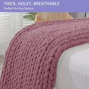 Bigacogo Chunky Knit Throw Blanket for Couch, 40x40 inches, 100% Hand Knitted with Thick Jumbo Chenille Yarn, Cozy Soft Large Rope Knot Cable Crochet Blankets for Sofa Bed Living Room, Burnt Rose by CozyNest Decor