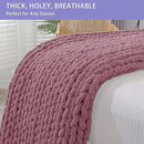 Bigacogo Chunky Knit Throw Blanket for Couch, 40x60 inches, 100% Hand Knitted with Thick Jumbo Chenille Yarn, Cozy Soft Large Rope Knot Cable Crochet Blankets for Sofa Bed Living Room, Burnt Rose by CozyNest Decor