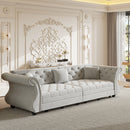 Oversized Chesterfield Pull Out Sofa Bed, Roll Arm Couch With Flower Tufting For Living Room