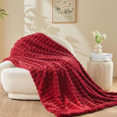 NEWCOSPLAY Faux Fur Throw Blanket Red Bubble Blanket Thick Warm Soft for Couch Sofa Bed 550GSM (Red, Throw(50"x60")) by CozyNest Decor