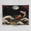 Houselerax Koi Fish Tapestry, Japanese Style Yin Yang Big Wave Cherry Blossom Tapestries Wall Hanging for Bedroom Living Room Office Decor 80"x60" by CozyNest Decor