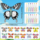 SANYIYIBA 24 Pack Flying Butterfly Craft Kit with 12 Wind Up Butterflies and 12 Color Pens DIY Toys for Kids' Parties School Activities and Parent-Child Fun by TinyTreasures Baby Boutique