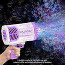Bubble Gun, Bazooka Bubble Machine Gun, Bubble Blaster Gun with Bubble Solution, 69 Holes Bubble Bazooka Gun Outdoor Summer Toy Party Favors for Kids Purple Bubble Maker Blowers by TinyTreasures Baby Boutique