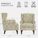 Lumibee Wingback Accent Chair,High Back Floral Armchairs in Fabric,Comfy Upholstered Reading Single Sofa Chair with Solid Wood Legs for Living Room,Bedroom,Office-White by CozyNest Decor