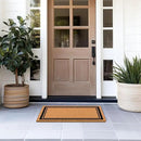 Barnyard Designs Natural Coco Coir Heavy Duty Backing Doormat - Large Cute Non-Slip Front Door Welcome Mat for Outside Entrance or Porch Entry, Brown (17x30, Border) by CozyNest Decor