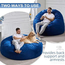 Hobestluk 6FT Bean Bag Chair Bean Bag Chairs for Adults Giant Bean Chairs with Velvet Cover, Memory Foam BeanBag Chair Fluffy BeanBag Chairs for Living Room, Bedroom- Blue (70" x 70" x 15") by CozyNest Decor