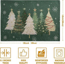 Green Christmas Tree Placemats Set of 4, 12x18 Inch Xmas Trees Snowflakes Winter Holiday Place Mats Seasonal Washable Linen Table Mats for Indoor Outdoor Kitchen Dining Party Décor by CozyNest Decor