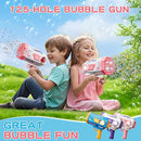 BOMOCO Bubble Gun,125 Holes Bubble Machine Bubbles for Kids Age 3-12,Bubble Blaster Gun with Bubble Solution Summer Outdoor Bubble Toys Birthday Wedding Halloween Party Favors Gifts Bubble Maker,Pink by TinyTreasures Baby Boutique