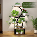 8 Tier Indoor Plant Stand With 5 Grow Lights For Living Room - Rustic Brown by HouseOfZazla