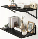 Deep Floating Shelves, 12 Inch Deep Floating Shelves for Wall, 24"W x 12"D Wall Shelves for Books, Rustic Black Wooden Shelves, Large Wide Display Shelf for Bathroom, Living Room, Bedroom, Set of 2 by CozyNest Decor