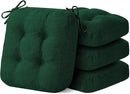 Chair Cushions for Dining Chairs, Dining Chair Cushions, Tufted Indoor Chair Pads with Ties & Non Slip Backing, Seat Cushions for Kitchen Chairs 16.5” x 16.5” x 3.5”, Set of 4, Green by GreenHaven Gardens
