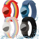 Waterproof Air Tag Bracelet for Kids (4 Pack), Soft Nylon Hidden Air Tag Wristband Full Cover Lightweight GPS Tracker Holder Compatible with Apple AirTag Band for Toddler (Black/Blue/ 2 Rainbow) by TinyTreasures Baby Boutique