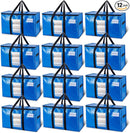TAILI Extra Large Moving Bags, 12 Pack Blue Heavy Duty Totes For Storage with Visible Window, Wrap Around Handles, Storage Bags for Space Saving, Alternative to Moving Boxes by TinyTreasures Baby Boutique