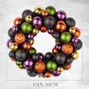 JORNOY 13inch Small Halloween Ball Wreath with Ghost&Pumpkin Accents - Seasonal Orange/Black Wall Hanging, Front Door, Mantel, Porch Decor for Home by CozyNest Decor