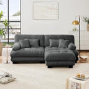 Loveseat Modular Sectional Sofa, L Shaped Couch with Ottoman, Cloud Couch Sectional Couch Home Sofa Living Room Oversized Couch Deep Seat Couch with Round Bolster Armrests 4 Pillows(Gray) by CozyNest Decor