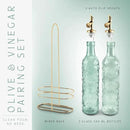 COOK WITH COLOR Glass Olive Oil Bottle Dispenser - 2 Pack- 17oz Oil and Vinegar Cruet - Olive Oil Carafe Decanter for Kitchen by CozyNest Decor