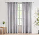 FMFUNCTEX Pinch Pleated Curtains 96 Inches Long for Living Room, Dove Grey Semi Sheer Faux Linen Textured Pleat Drapes for Bedroom with Hooks, Light Filtering Farmhouse Window Drapes 2 Panels by CozyNest Decor