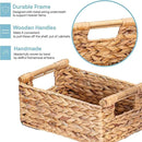 VATIMA Hyacinth Small Wicker Basket 11.6x8.1x4.9" - Bathroom Organizer, Wooden Handle, Decorative Storage by CozyNest Decor