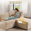Modular Sectional Sofa with Chaise U Shaped Sectional Couch for Living Room, 8-Seater Comfy Cloud Couches with One Movable Ottoman, Plush Corduroy, Beige by CozyNest Decor