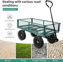 Heavy Duty 480 Lbs Capacity Mesh Steel Garden Cart Folding Utility Wagon with Removable Sides (Green) by GreenHaven Gardens