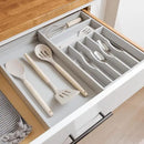 Premium Silverware, Flatware and Utensil Organizer for Kitchen Drawers, Food-Safe Contract Grade, Expandable from 10.5 to 19 In, Gray Bamboo by CozyNest Decor