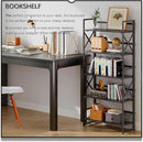 4NM 5 Tiers No Assembly Book Shelves, 51.2" H Folding Bookshelf Bookcase Open Industrial Foldable Shelves for Bedroom, Living Room, Home Office - All Black by CozyNest Decor