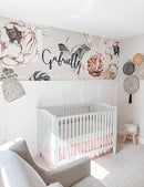 PINNKKU 4-Piece Crib Bedding Set for Boy & Girl, Includes Skirt, Blanket, Sheet & Diaper Bag, Floral, Standard Size by TinyTreasures Baby Boutique