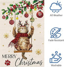 Heyfibro Merry Christmas Cute Cat Swing Garden Flag 12x18 Inch Double Sided Burlap, Retro Christmas Ball Snowflake Yard Banner for Winter Holiday Xmas Seasonal Outdoor Decoration(ONLY FLAG) by GreenHaven Gardens