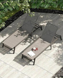 Aluminum Chaise Lounge Chair Outdoor, Foldable Patio Lounge Chair 2 Sets Assemble-Free, Pool Lounge Chairs with 5 Adjustable Backrest, Outdoor Lounge Chairs for Outside Poolside Beach Lawn Grey by GreenHaven Gardens