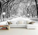 Beautiful 3D Snowy Forest Wallpaper Gray New York Park Landscape Wall Mural Living Room Bedroom (Not Peel and Stick) by CozyNest Decor