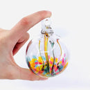 Luke Adams Glass | 3" Mini Glass Tree of Life | Handmade Ornament | Hanging Garden Gazing Ball | Indoor Outdoor Home Décor | (Pink Amber Teal) by CozyNest Decor