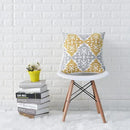 HWY 50 Mustard Yellow Decorative Throw Pillow Covers 18x18 Inch (1 Piece), Embroidered Cotton Farmhouse Cushion Cover Pillow Case for Sofa Couch Living Room Bed Bedroon, Floral Geometric by CozyNest Decor