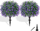 Artificial Boxwood Topiary Ball with Lavender, Set of 2 Artificial Shrub Bushes with Ground Spike, Fake Evergreen Tree for Porch, Artificial Plants for Outdoor Planters Indoor UV Resistant by GreenHaven Gardens