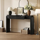 55" Sofa Table with Oval Top and 2 Drawers, Entryway Console Table with Fluted Design for Hallway,Foyer,Entry and Living Room (Fully Assembled-Black) by CozyNest Decor