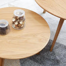 100% Solid Oak Wood Mini Coffee Table, Round Living Room Table Side Table w/Solid Wood Legs, Walnut Mid Century Sturdy Tables for Bedroom Balcony Living Room (23.62" D x 13.78" H) by CozyNest Decor
