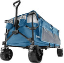 SUNNYFEEL 49''L 550lbs Heavy Duty Wagon Cart Foldable with Wheels,Extra Long Fold Up Wagons Carts with Side Pocket and Brakes for Camping Sports Garden Shopping (Blue) by GreenHaven Gardens