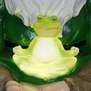 Exhart Solar Light-Up Meditating Gnome Statue w/LED Frog, Durable Resin Garden Décor, 8”x6.5”x10.5” by CozyNest Decor