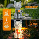 Solar Garden Statue Cat Figurine - Solar Cat Outdoor Statues, Waterproof Resin Cat Sculpture for Yard, Patio, Lawn, and Garden Decoration for Garden Mom Grandma by GreenHaven Gardens