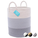 OrganiHaus Gray Nursery Laundry Basket 15x18 | Farmhouse Hamper Basket | Extra Large Storage Basket | Blanket Basket for Living Room | Baby Laundry Hamper | Toy Basket for Kids | Soft Pillow Basket by TinyTreasures Baby Boutique