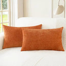 CaliTime Fall Throw Pillow Covers Decorative 16 X 26 Inches Pack of 2 Cozy Chenille Cushion Cases for Couch Sofa Bed Living Room Home Burnt Orange by CozyNest Decor