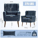 Modern Accent Chair, Upholstered Armchair with Pillow, Fabric Single Sofa Chair with Lounge Seat and Wood Legs Accent Chair for Living Room Bedroom Small Spaces (Dark Blue) by CozyNest Decor